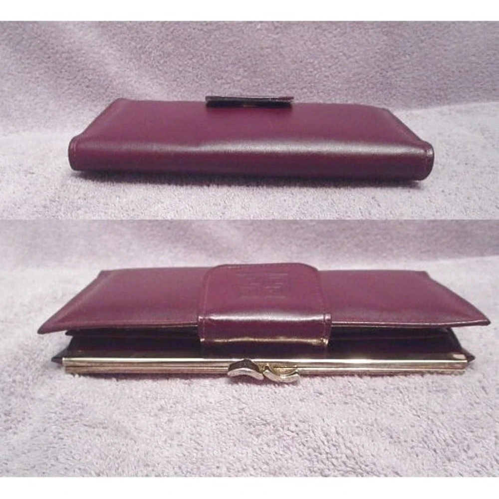 Vintage San Souci Calfskin Leather Checkbook Wallet Clutch Kisslock Old Money